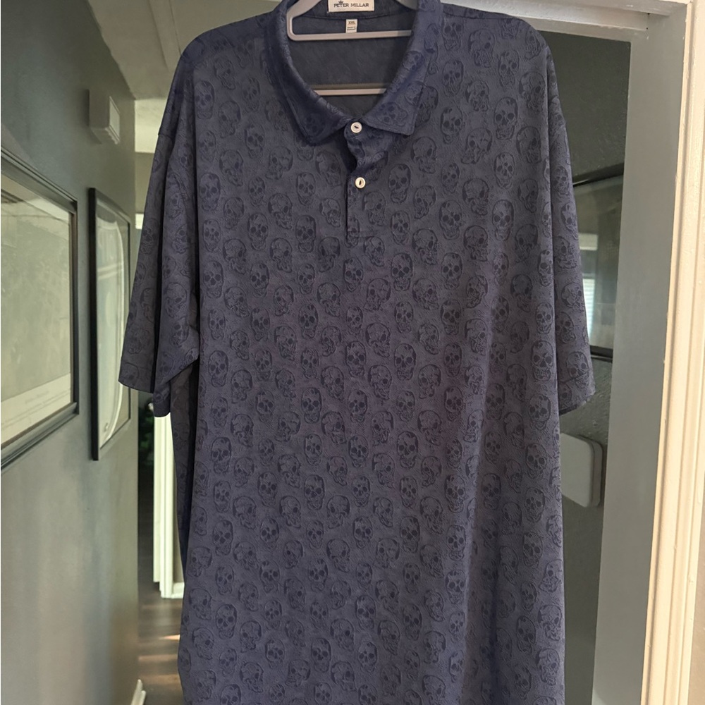 Peter Millar Navy Skull-Print Polo